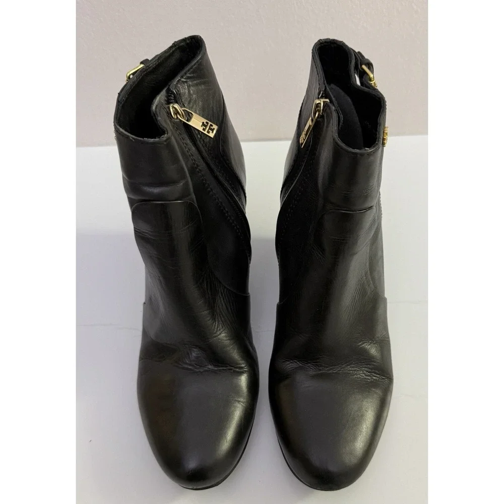 TORY BURCH Milan Wedge Bootie Black Leather Size 11
